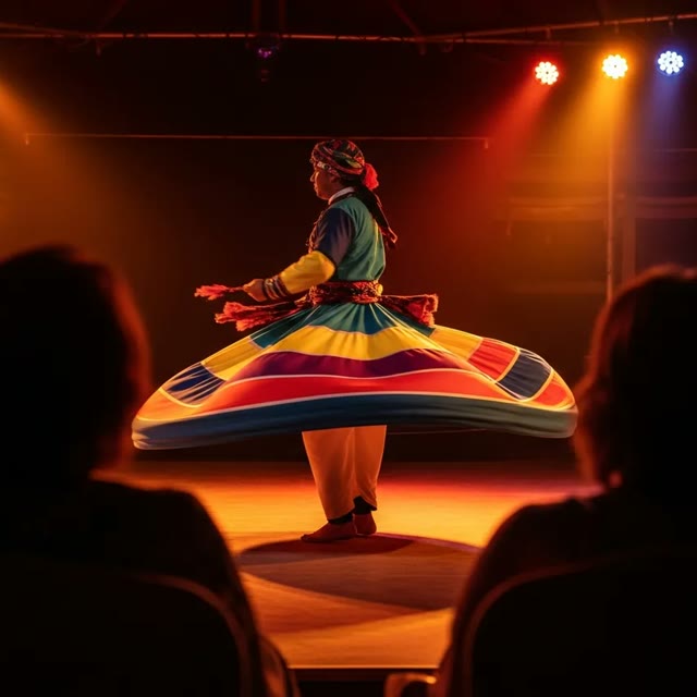 Tanoura dance entertainment at the private desert camp